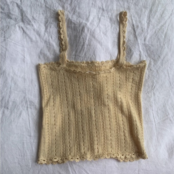 NWT Doen Merise Pointelle Alpaca Silk Square Neck Knit Cami Top Buttercream - Picture 12 of 13